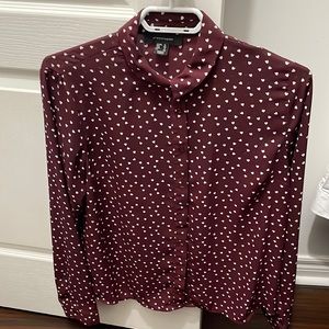 Burgundy shirt/blouse with hearts